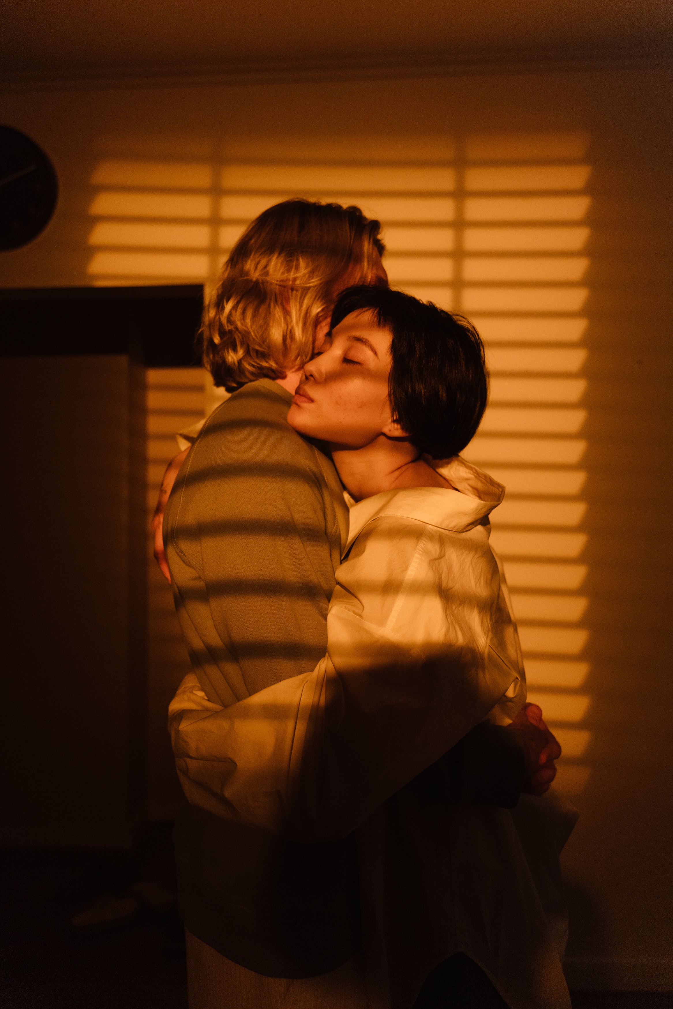 Couple embrace